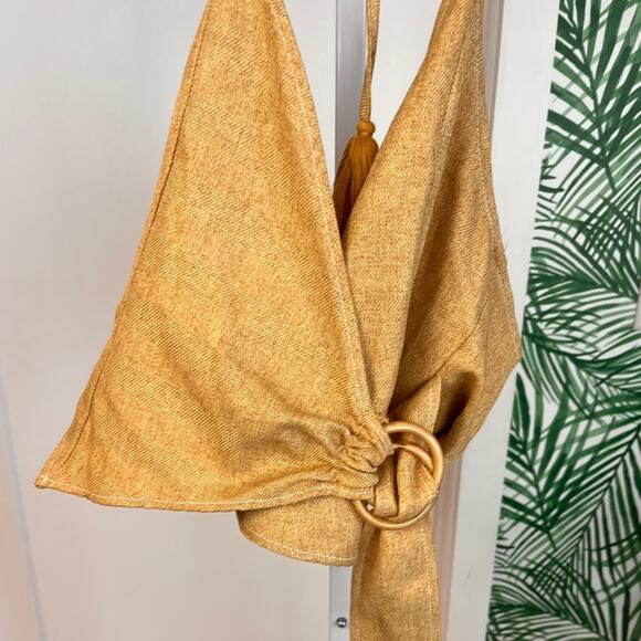 Moon River yellow wrap halter top - Picture 3 of 8